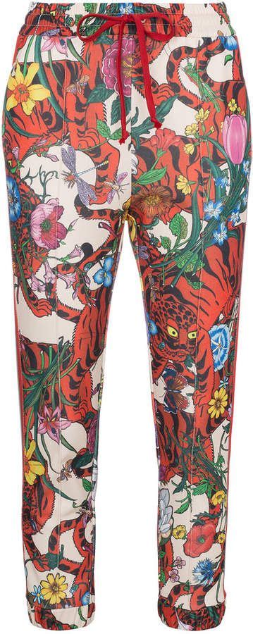 gucci pants with flowers|Gucci track pants women's.